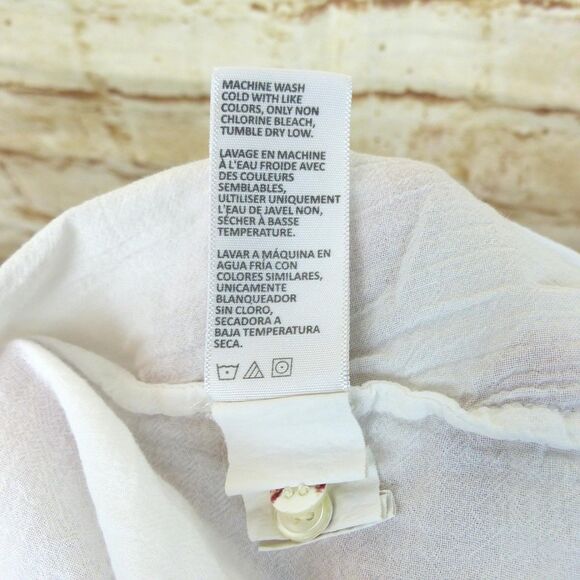 James Perse Shirt Women 1 White Collarless Safari Cotton Button Front 3/4 Sleeve - Picture 13 of 14